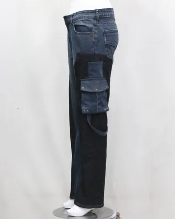 CR1145 Upcycled Cargo Panel Denim Pants