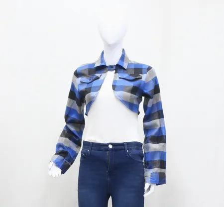 CR1114 Upcycled Cropped Flannel Jacket