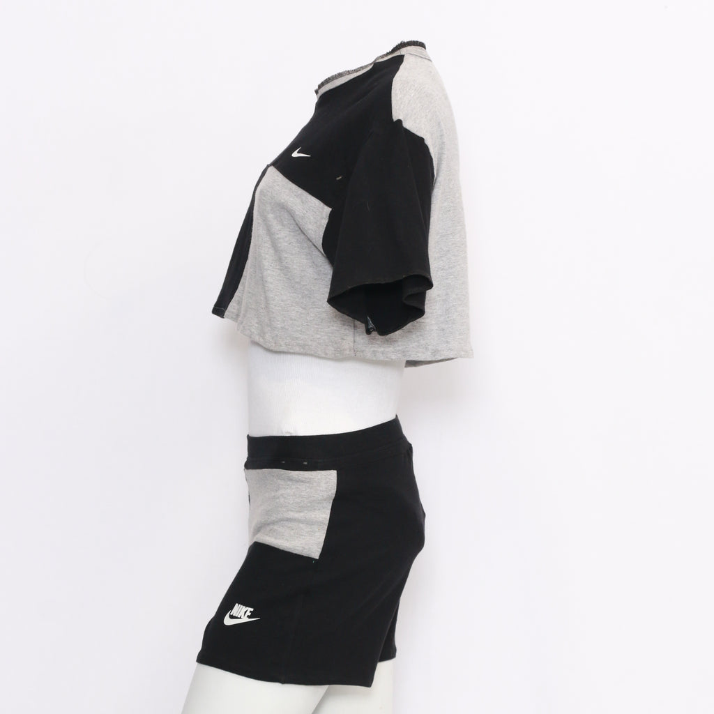 CR004 Reworked Branded Crop Top & Shorts Set