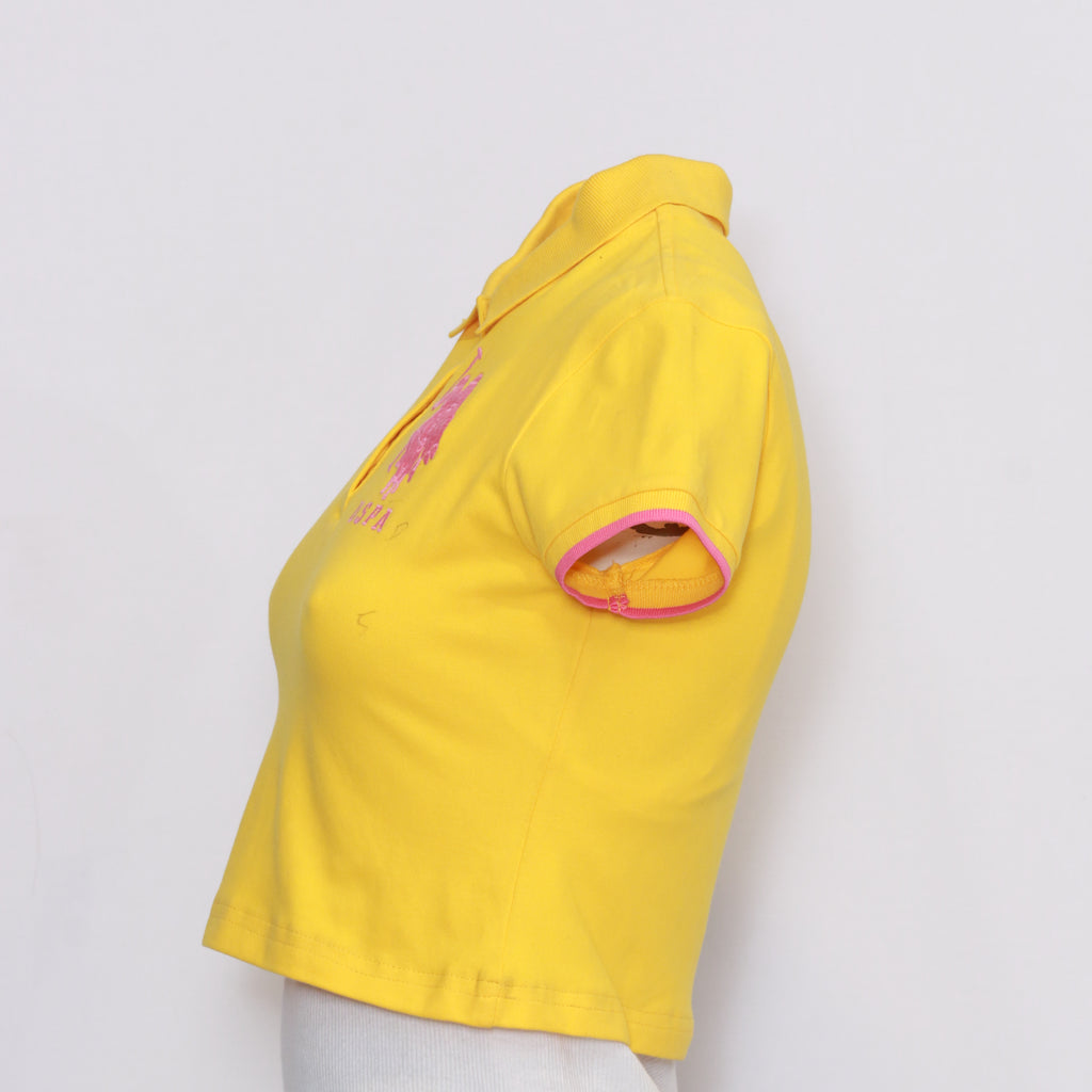 CR1047 Reworked Branded Yellow Bellyshirt With Pink & Green Patch