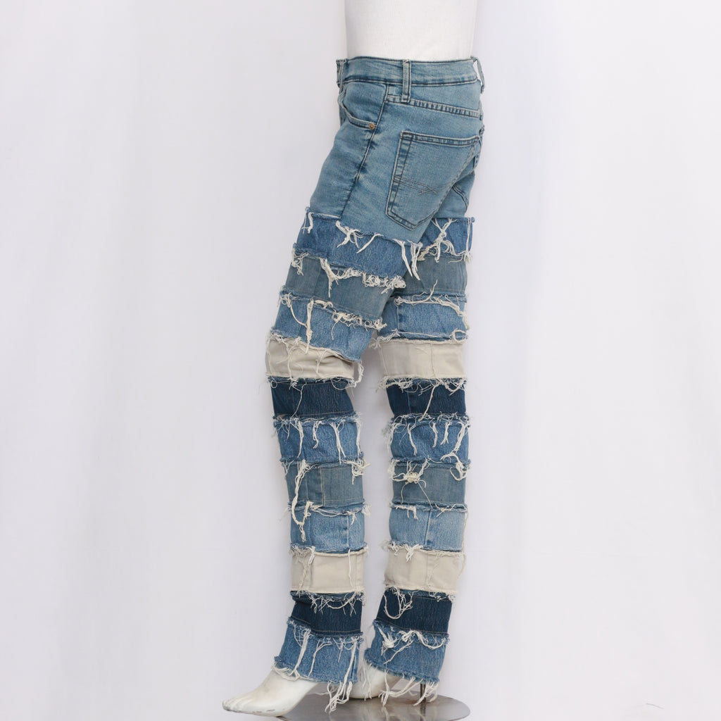 CR667 Reworked Patchwork Raweffect Denim Trouser