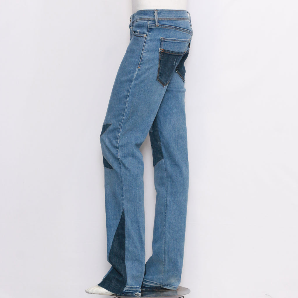 CR451 Ladies Reworked Levis Eye Catching Star Patches Jeans
