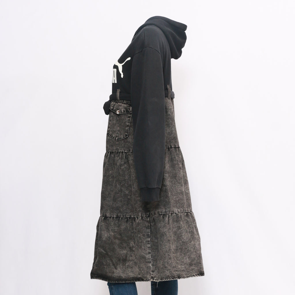 CR412 Ladies Reworked Denim Dress With Elegant Hood