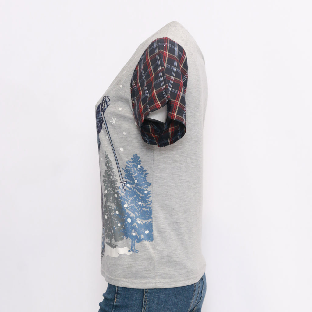 CR202 Reworked Men's Contrast Woven Sleeves Printed Tees