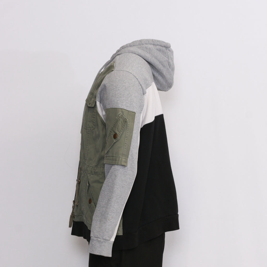 CR1039 Reworked Branded Contrast Side Panel Hoodie Jackets