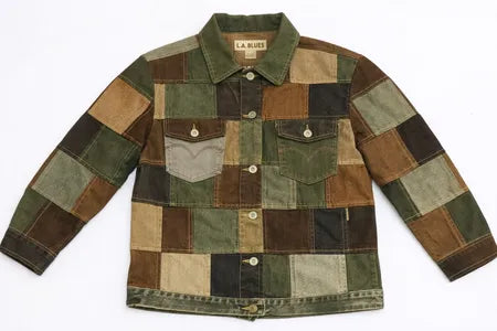 CR1208 Upcycled Checkboard Denim Jacket