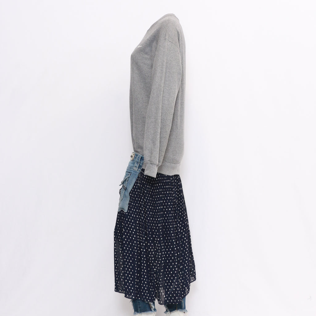 CR130 Reworked Ladies Full Length Dress Sweatshirts with Denim Pockets