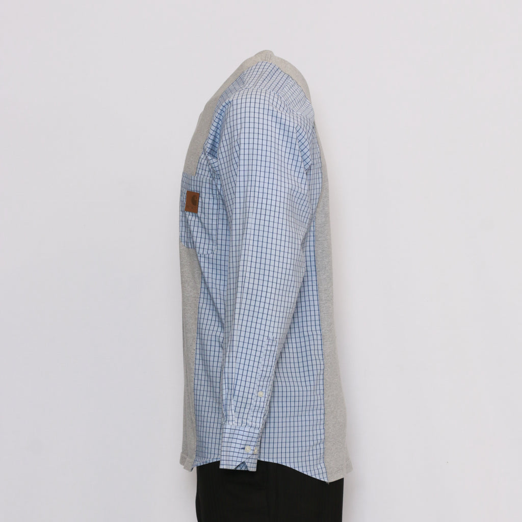 CR328 Men Reworked Carhartt Henley With Check Print
