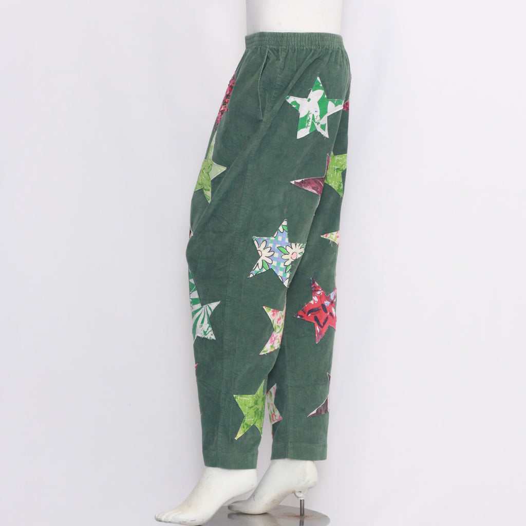 CR816 Reworked Ladies Cordroy Star Patch Pant