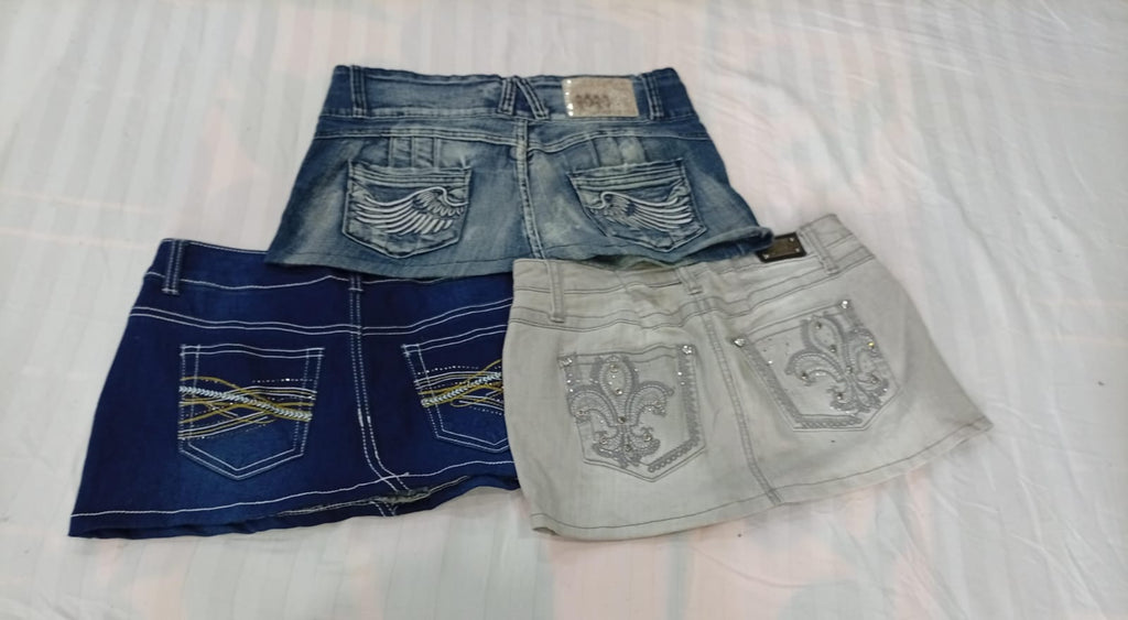 CR12190 Upcycled Y2K Mini Denim Skirts