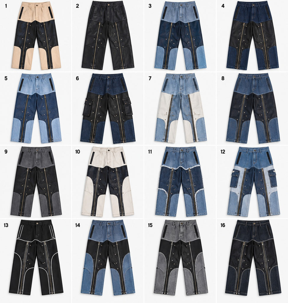 CR2268 UPCYCLED FAUX LEATHER PANEL UTILITY PANTS