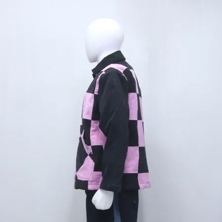 CR1228 Upcycled Pink & Black Checkerboard Work Jacket