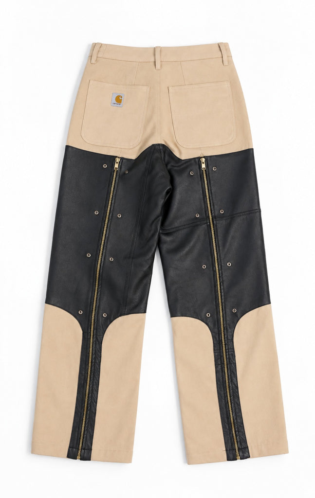 CR2268 UPCYCLED FAUX LEATHER PANEL UTILITY PANTS