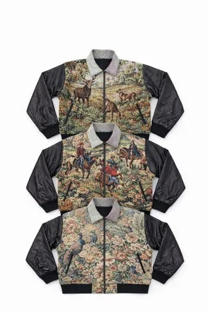 CR1336  Upcycled Tapestry Bomber Jacket