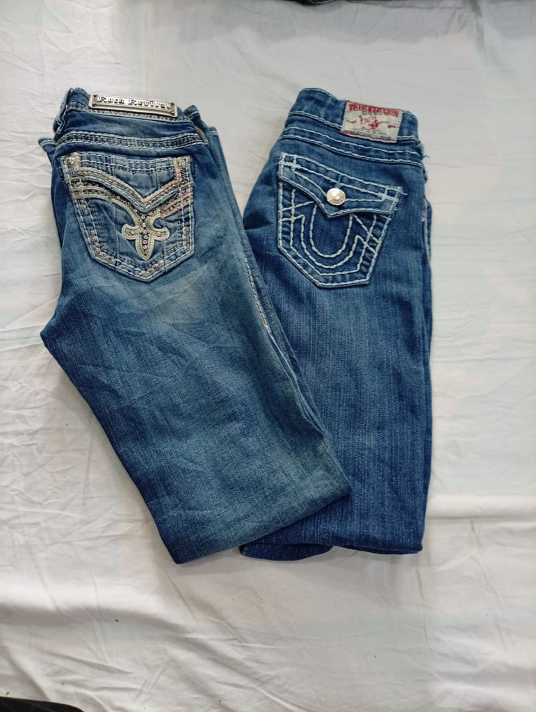 CR12707 Vintage True Religion and Rock Revival Flare and Straight Jeans