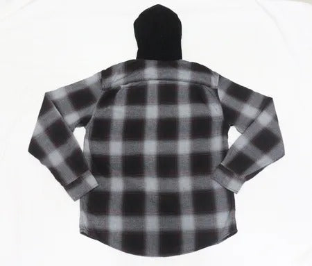 CR1084 Upcycled Hooded Flannel Shirt Jacket