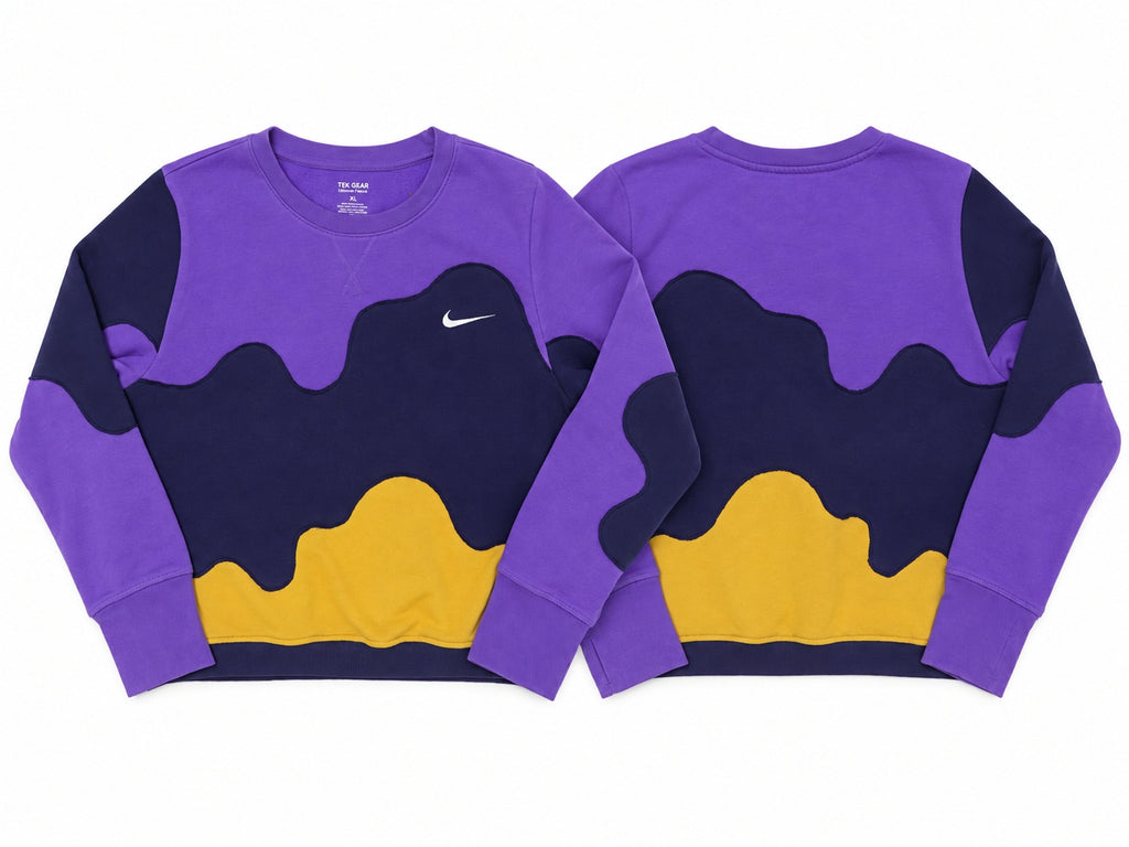 CR02309 Upcycled Nike Wave-Panel Crewneck Sweatshirts