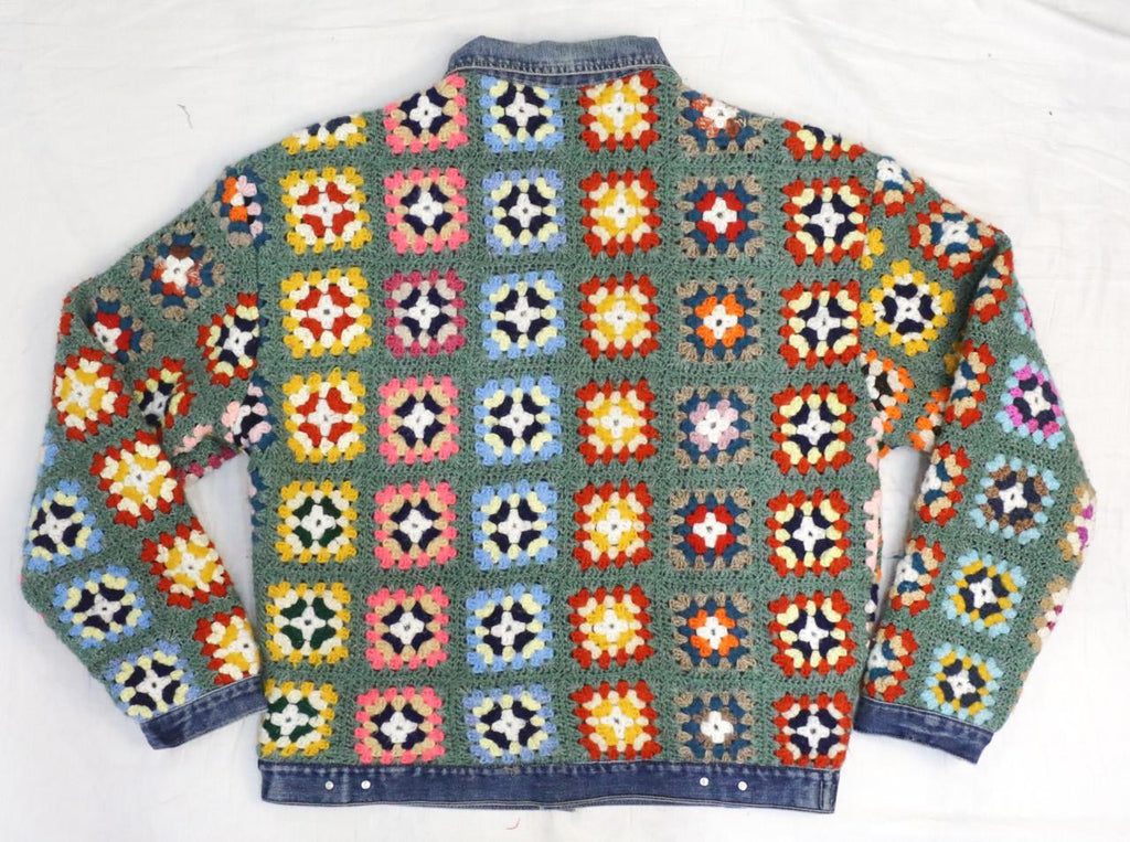 CR2296 UPCYCLED CROCHET & DENIM JACKET