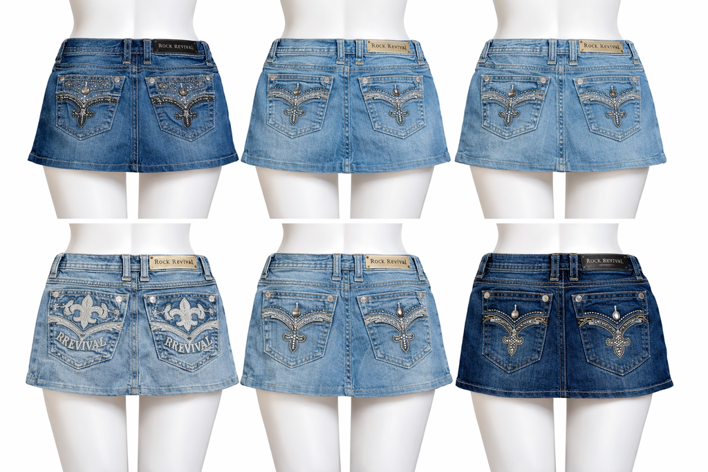CR7246 Reward Rock Revival Mini Denim Skirts