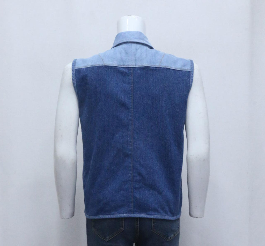CR-1177 Upcycled Levi's Patchwork Denim Utility Vest – Multi Pocket Rework (Puzzle Panel Design)