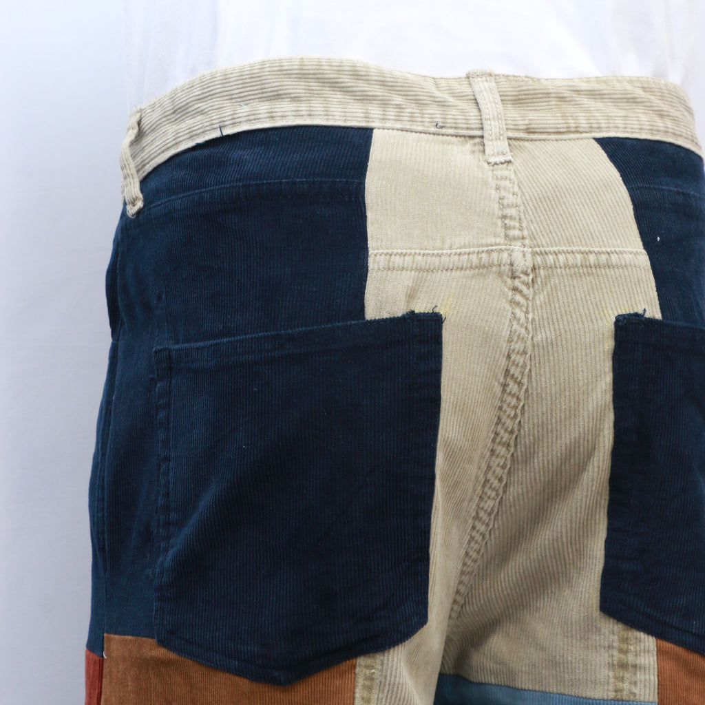 CR413 Reworked Unisex Patch Work Loose Fitted Y2K Style Corduroy Pant