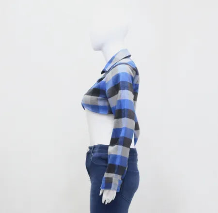 CR1114 Upcycled Cropped Flannel Jacket