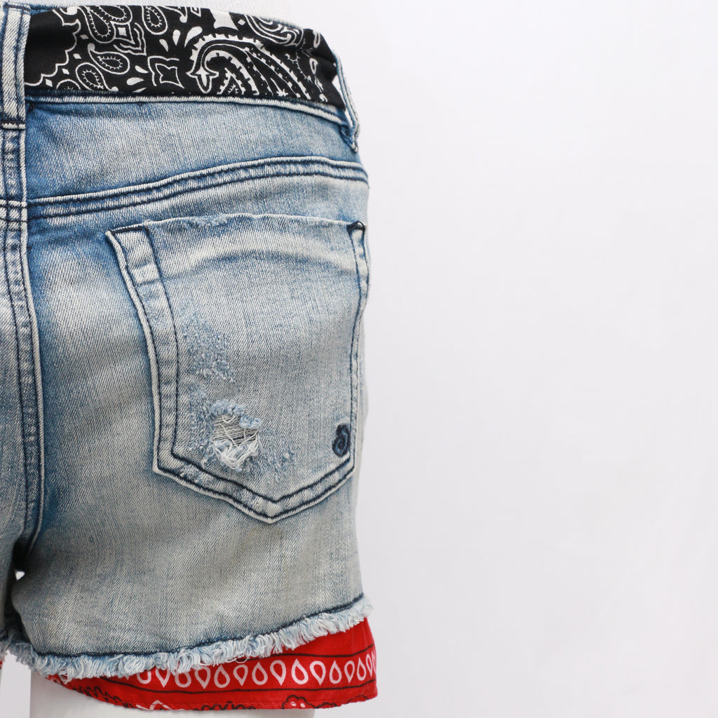 CR025 Reworked Shorts with Bandana Belt and Bottom Hem