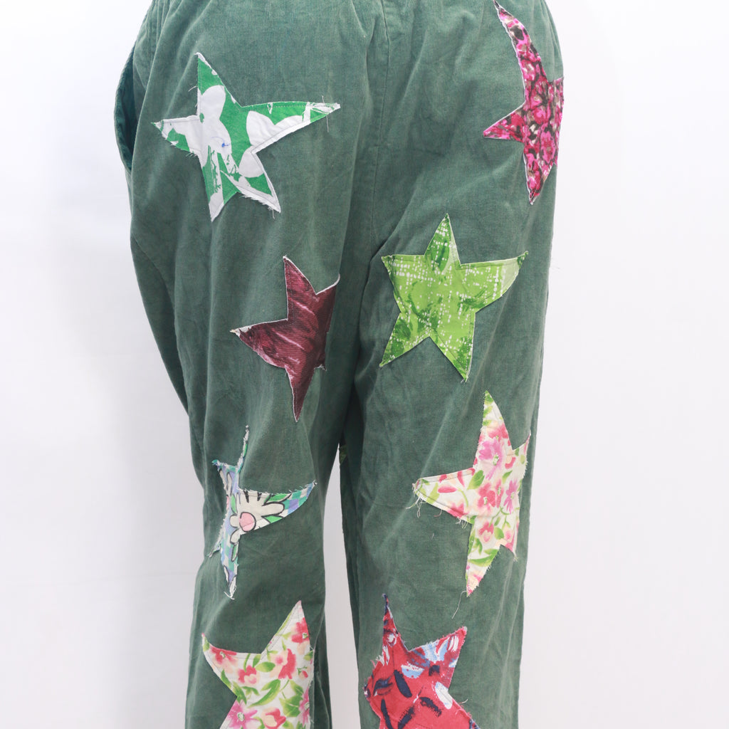 CR816 Reworked Ladies Cordroy Star Patch Pant