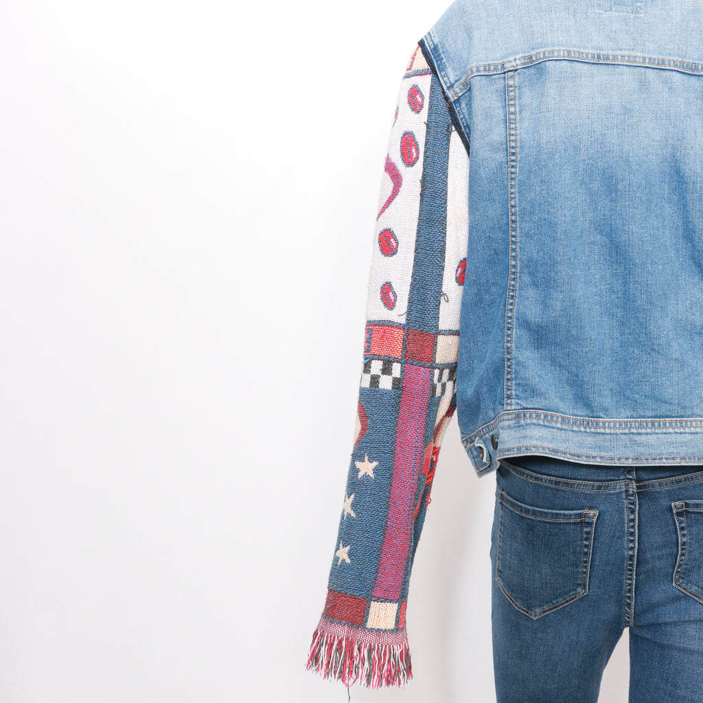 CR20 Women's Denim Jacket with reworked contrast sleeves