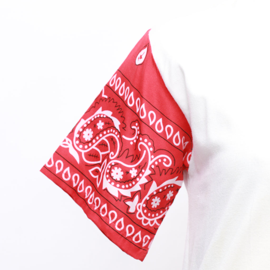 CR877 Men's White Shirt with Reworked Bandana Pockets and Sleeves