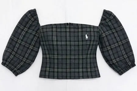 CR1350 Rework Square Neck Puff Sleeve Crop Tops