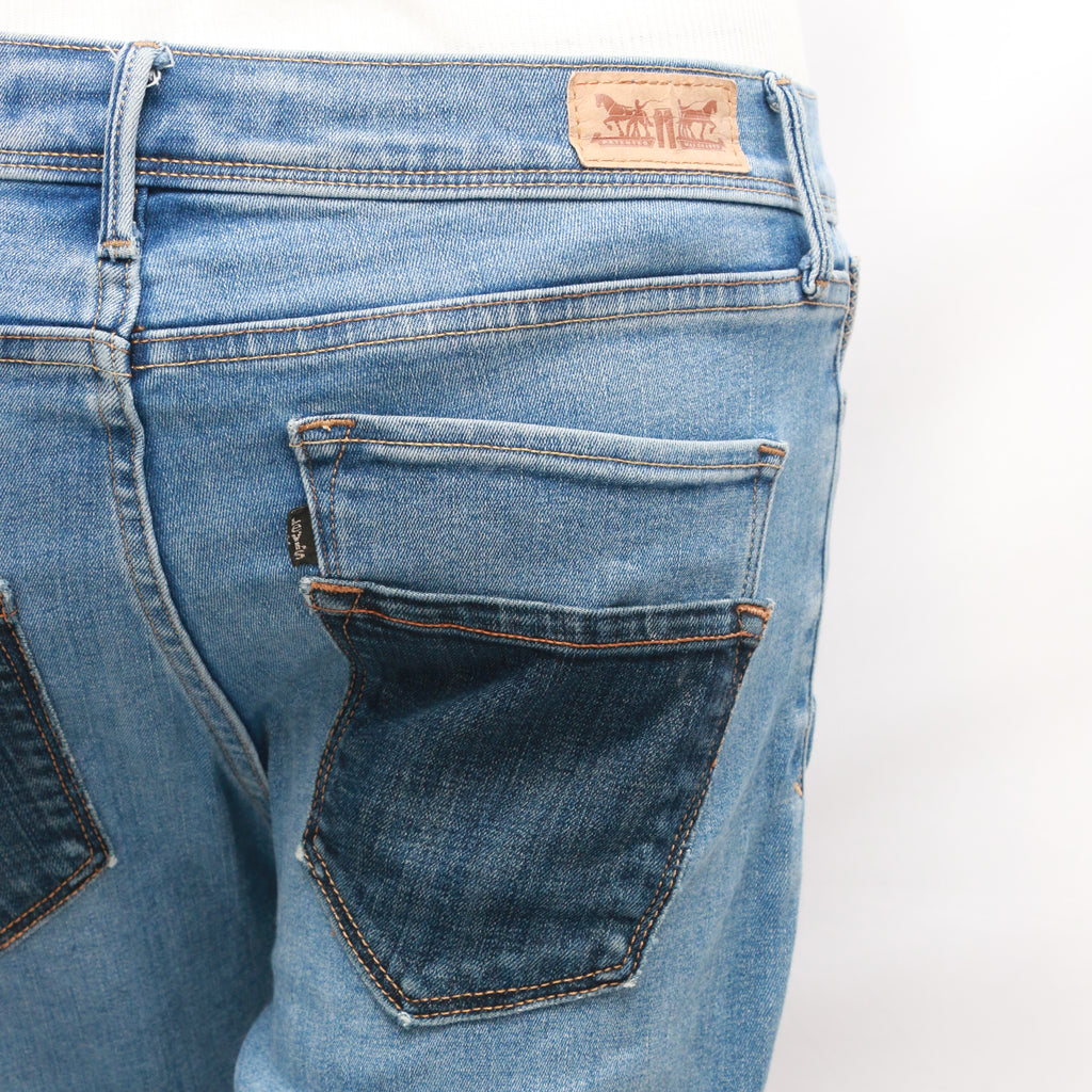 CR451 Ladies Reworked Levis Eye Catching Star Patches Jeans