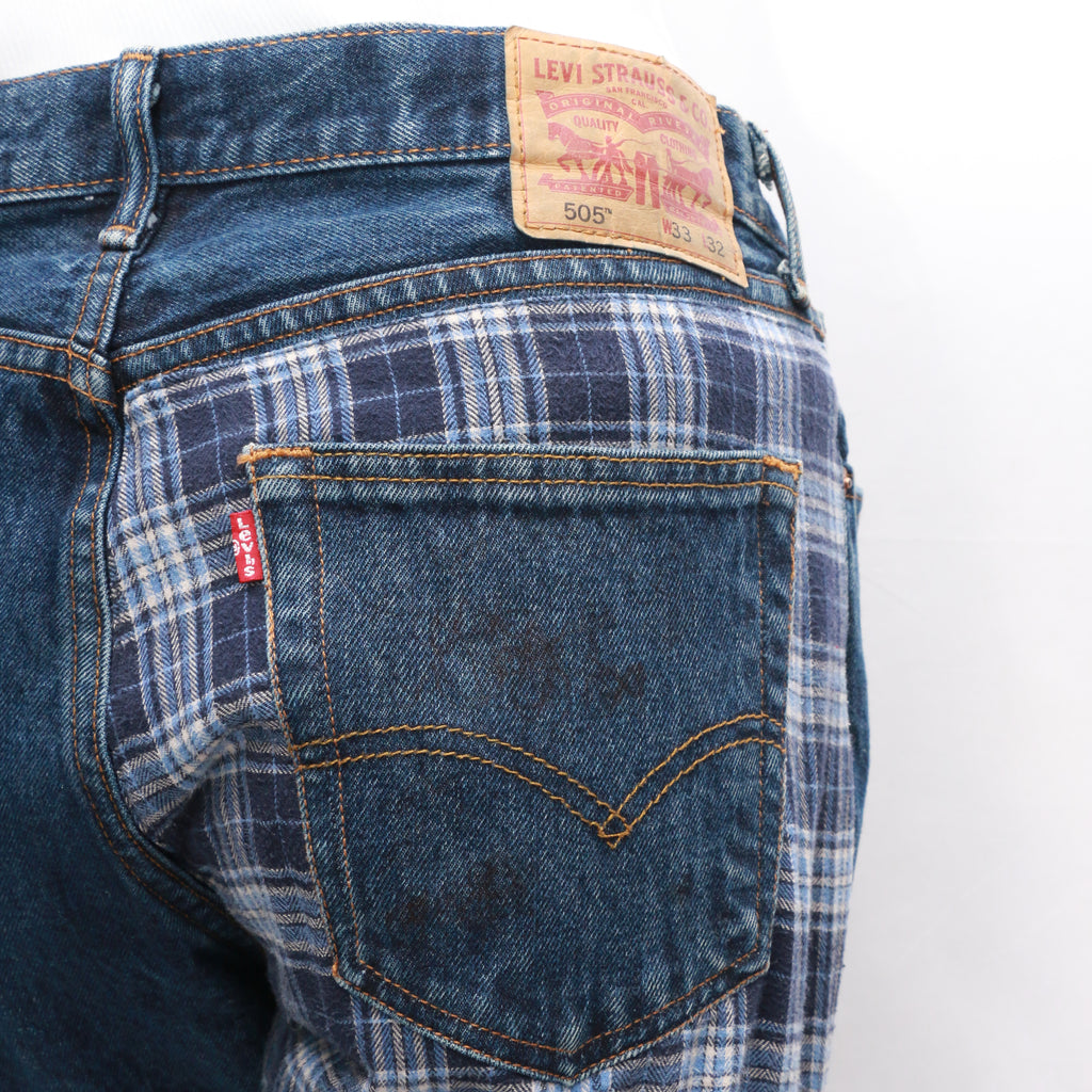 CR010 Reworked Checkered Denim Pants for Men