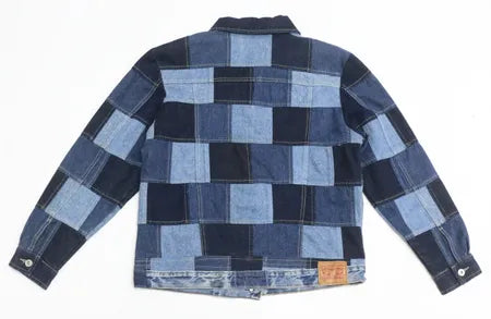 CR1208 Upcycled Checkboard Denim Jacket