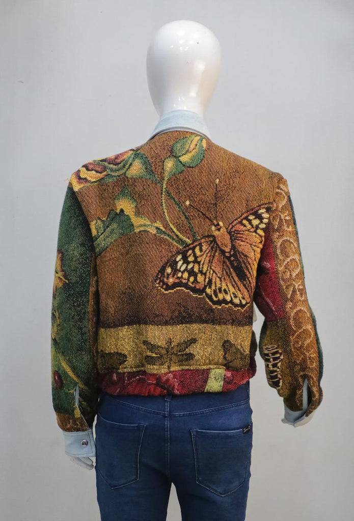 CR2265 UPCYCLED TAPESTRY CROP UTILITY JACKET