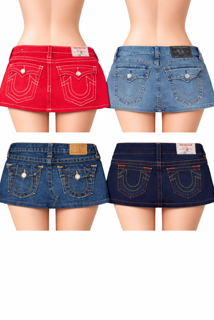 CR7104 Rework True Religion Mini Denim Skirts