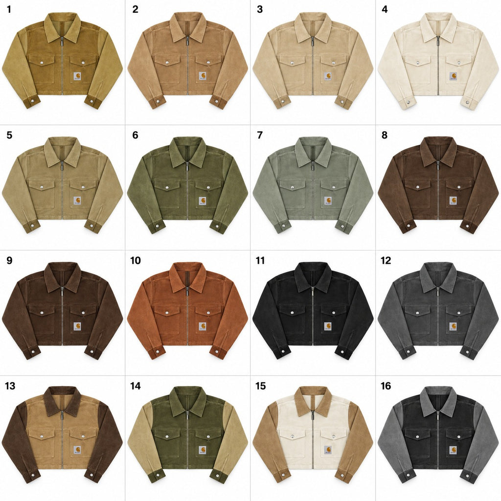 CR2266 UPCYCLED CARHARTT TWO-TONE CORDUROY CROP JACKET