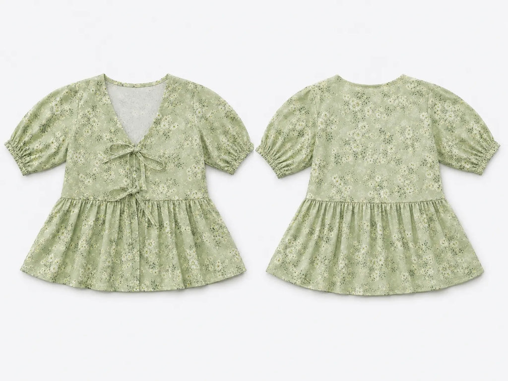 CR1589 Upcycled Floral Babydoll Top