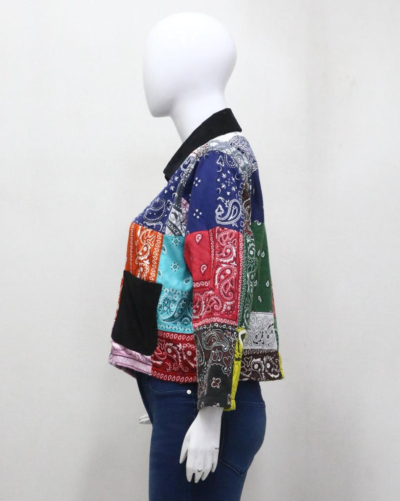 CR1402 Bandana Patchwork Zipper Jacket