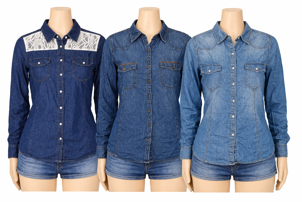 CR7121 Y2K Ladies Denim Blouse