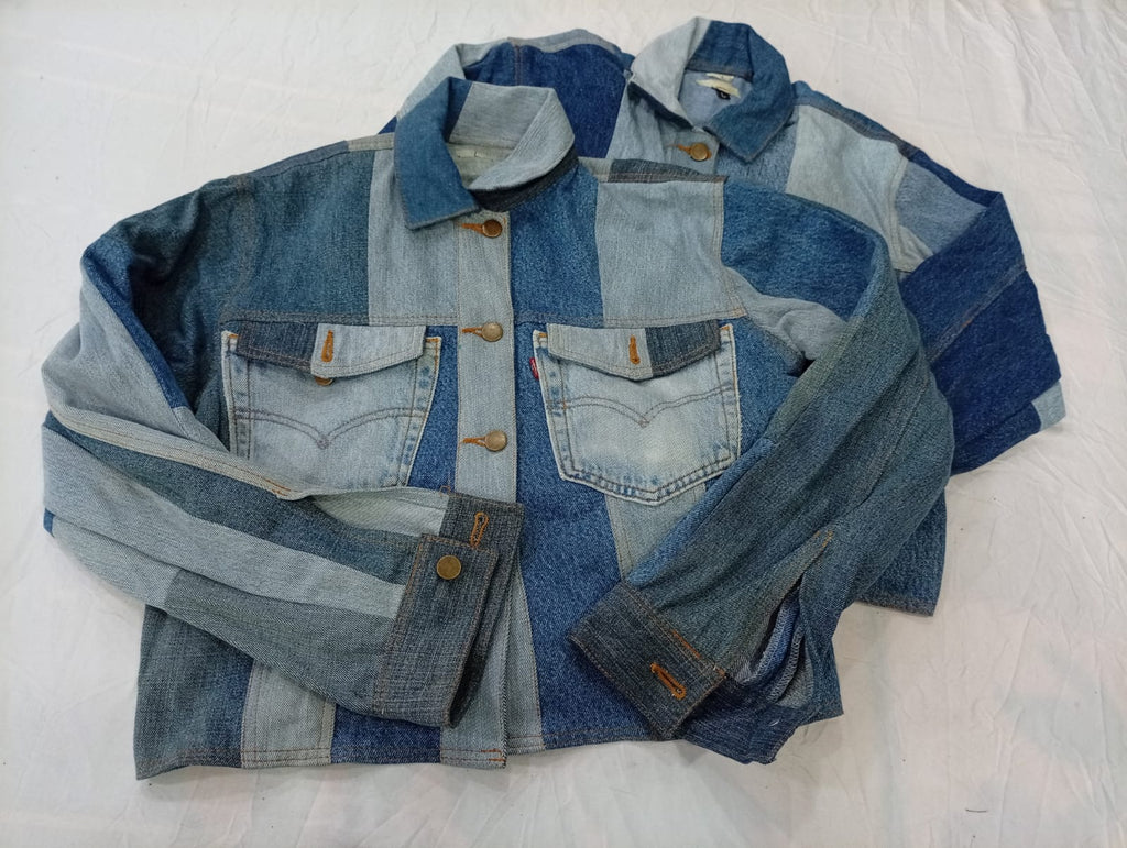 CR12487 Upcycled Levi’s Cropped Denim Jackets