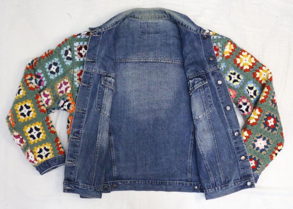 CR2296 UPCYCLED CROCHET & DENIM JACKET