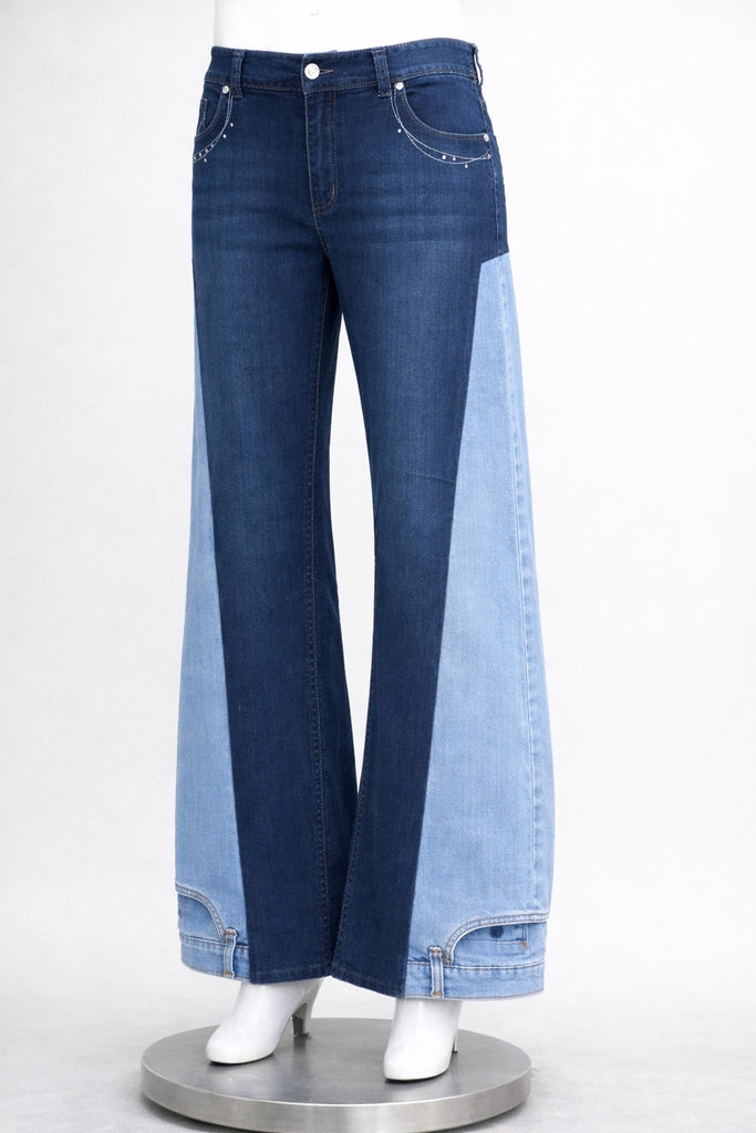 CR1315 Two-Tone Panel Flare Jeans – Rework Wide Leg Denim
