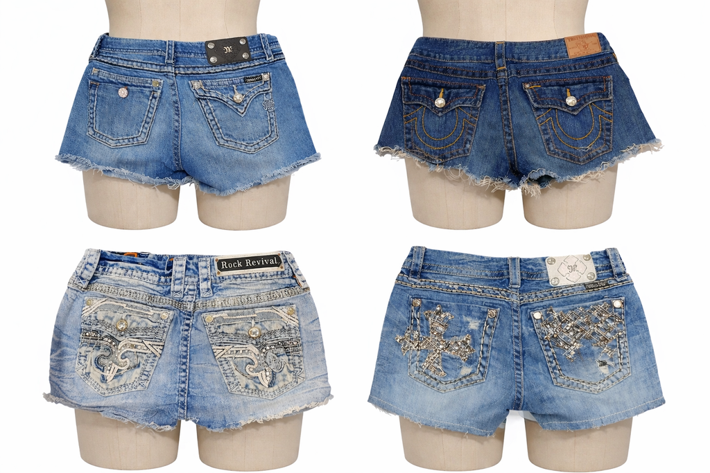 CR7110 Rework Mix Branded Denim Shorts