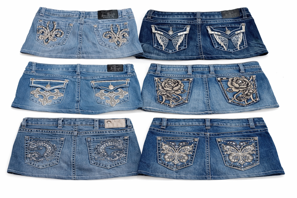 CR7253 Rework Y2K Mini Denim Skirts