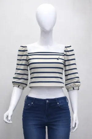 CR1350 Rework Square Neck Puff Sleeve Crop Tops