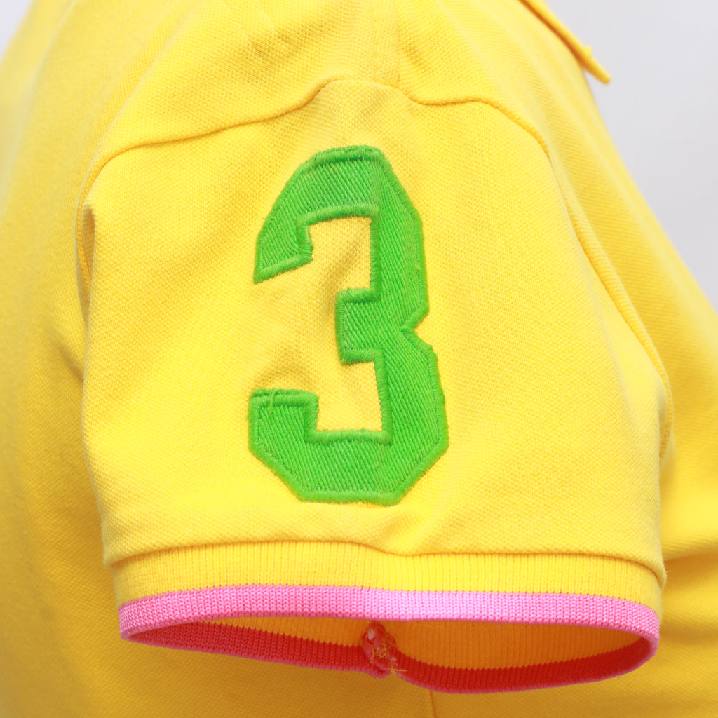 CR1047 Reworked Branded Yellow Bellyshirt With Pink & Green Patch