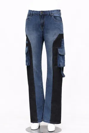 CR1145 Upcycled Cargo Panel Denim Pants