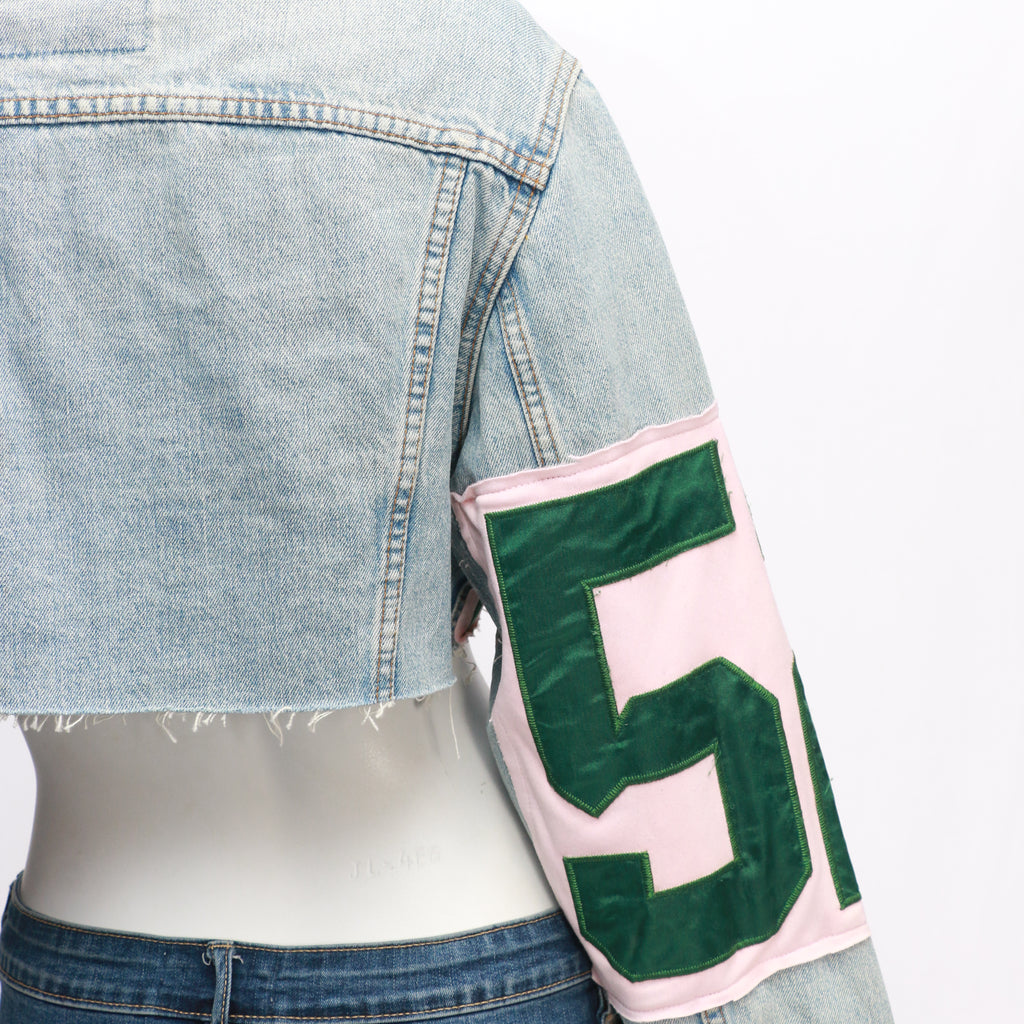 CR152 Reworked Modern Style Denim Crop Jacket