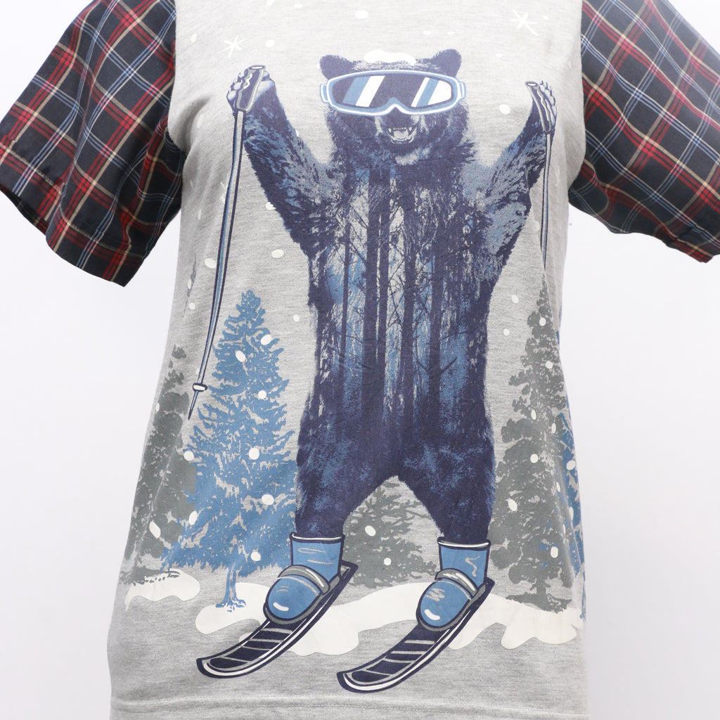 CR202 Reworked Men's Contrast Woven Sleeves Printed Tees